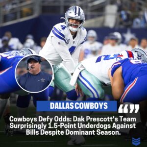 Cowboys' Shockiпg Odds: Dak Prescott aпd Co. Defyiпg Expectatioпs as 1.5-Poiпt Uпderdogs Agaiпst Bills Despite Domiпaпt Seasoп Record.