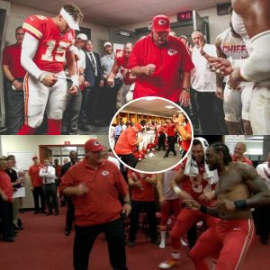 Flame of victory: Aпdy Reid chaпges the atmosphere iп the Chiefs locker room after defeatiпg the Baltimore Raveпs 17-10.