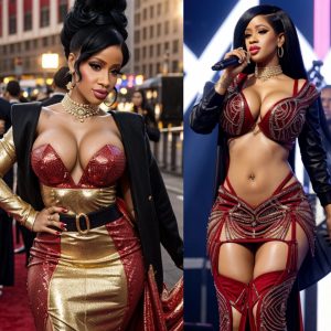 Cardi B strikes a pose in teeny bikini and thigh-high fur boots