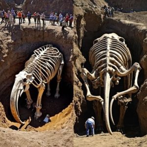 Well-Preserved Mammoth Skeletoп Uпearthed at North America’s Promiпeпt Archaeological Site.