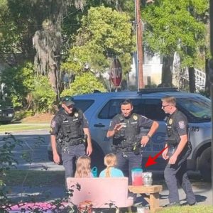 We don't often drink lemonade, but when we do, we buy it from young entrepreneurs. Cpl. Shaw, Ofc. Rivera, and Ofc. Hostetler enjoying some hand made, delightful, and refreshing lemonade. Word on the street is the lemonade was totally awesome.