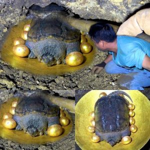 Unveiling the Ancient Marvel: Discovery of a Massive Golden Turtle Buried for Millennia.