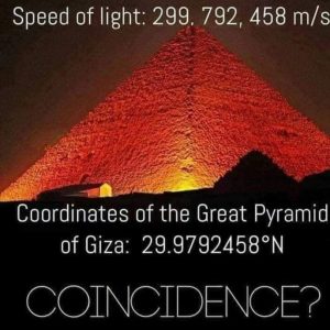 The speed of light is equal to the coordinates of the Great Pyramid. COINCIDENCE?