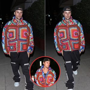 Justin Bieber rocks a colorful look while heading out to dinner at Giorgio Baldi in Santa Monica