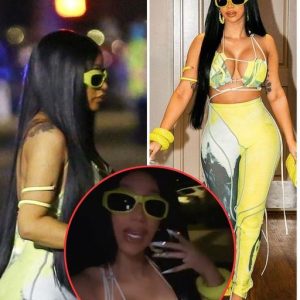 Cardi B turns up the intensity in yellow two-piece top and matching tights as she shows up in style at elegant Super Bowl LV extravagance suite with Offset